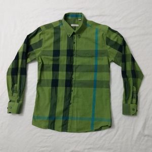 BURBERRY BRIT SHIRT SIZE LARGE PLAID GREEN & BLUE